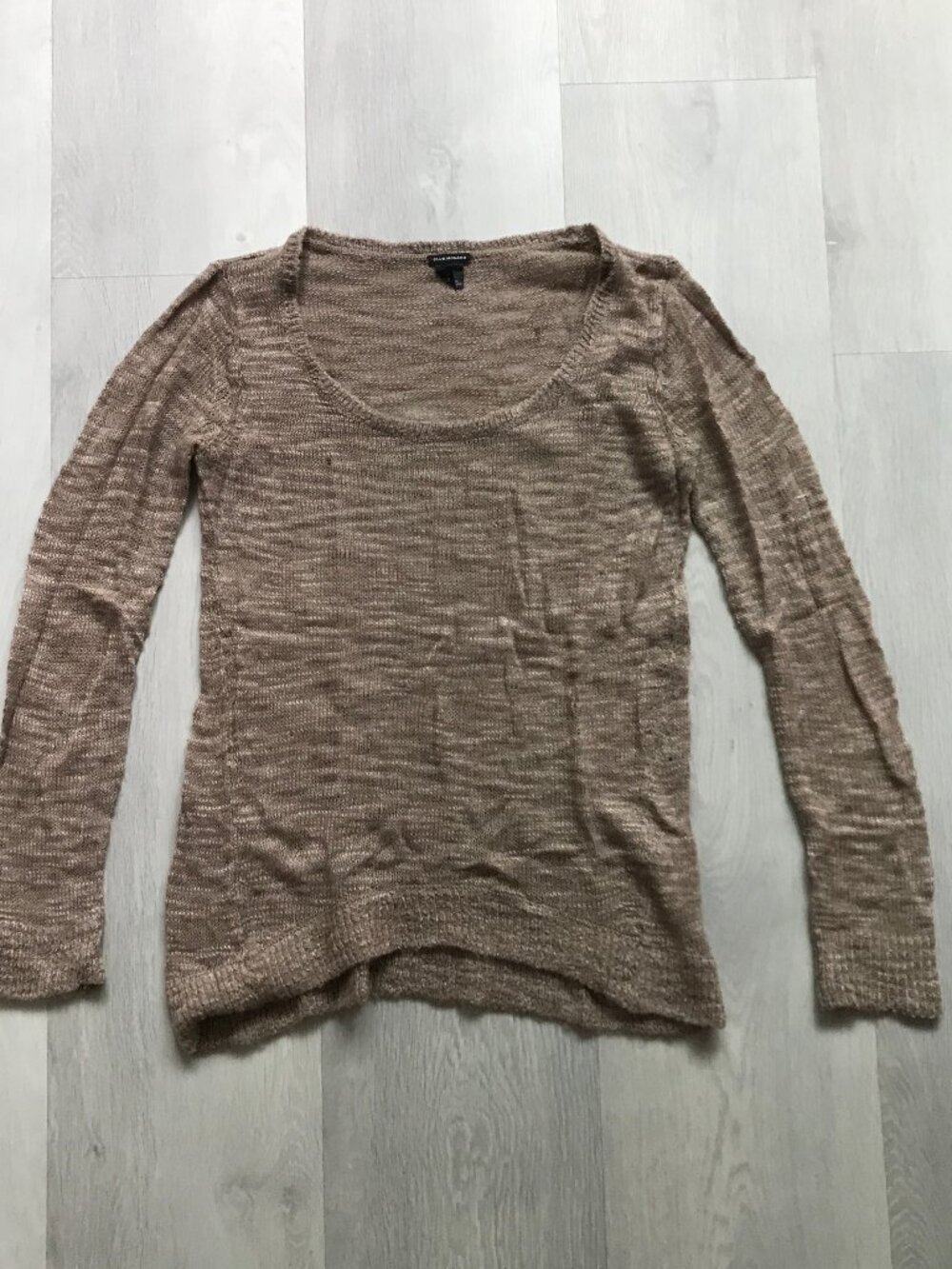 CLUB MONACO WOOL MUSHROOM BROWN SWEATER SEMI SHEER PULLOVER WOMENS SMALL